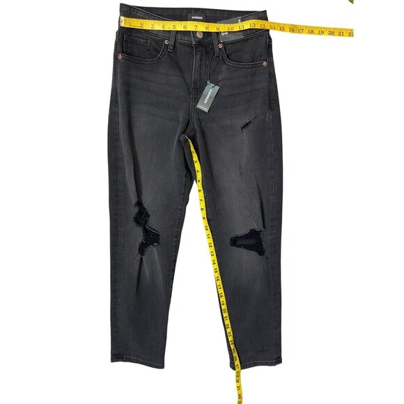 Express Boyfriend Mid Rise Distressed Black Jeans Size 0 NWT $88 - Picture 10 of 10